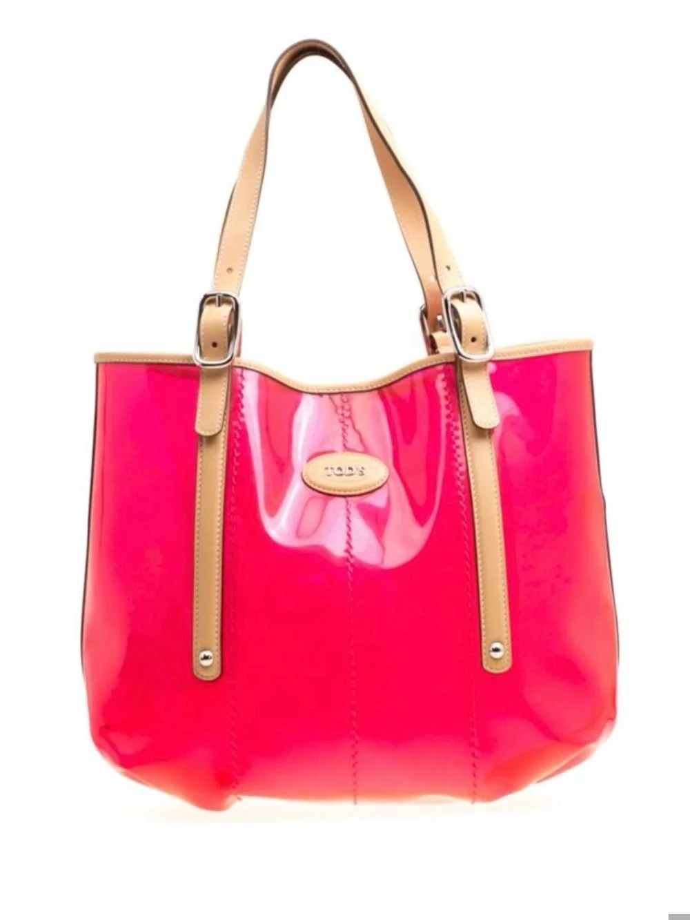 Tod’s PVC Tote Bag Pink Leather Trim Matching pouch